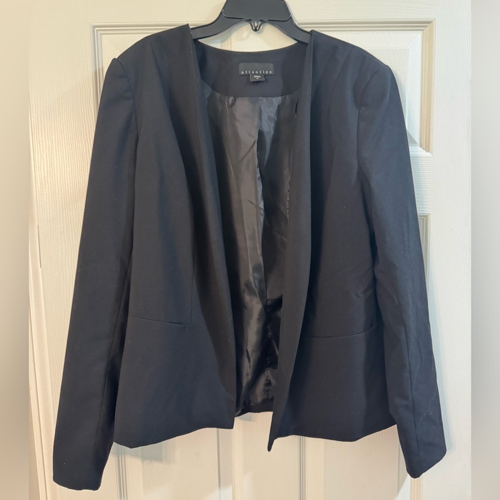 Attention Black Women's Blazer with Zipper Detail